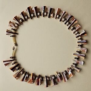 Vintage seashell necklace with wooden beads 18"